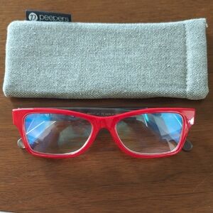 Red W/ tortoise Rectangular Reading Glasses  with Modern Style W/ blue Light